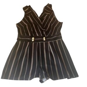 Black and gold striped romper